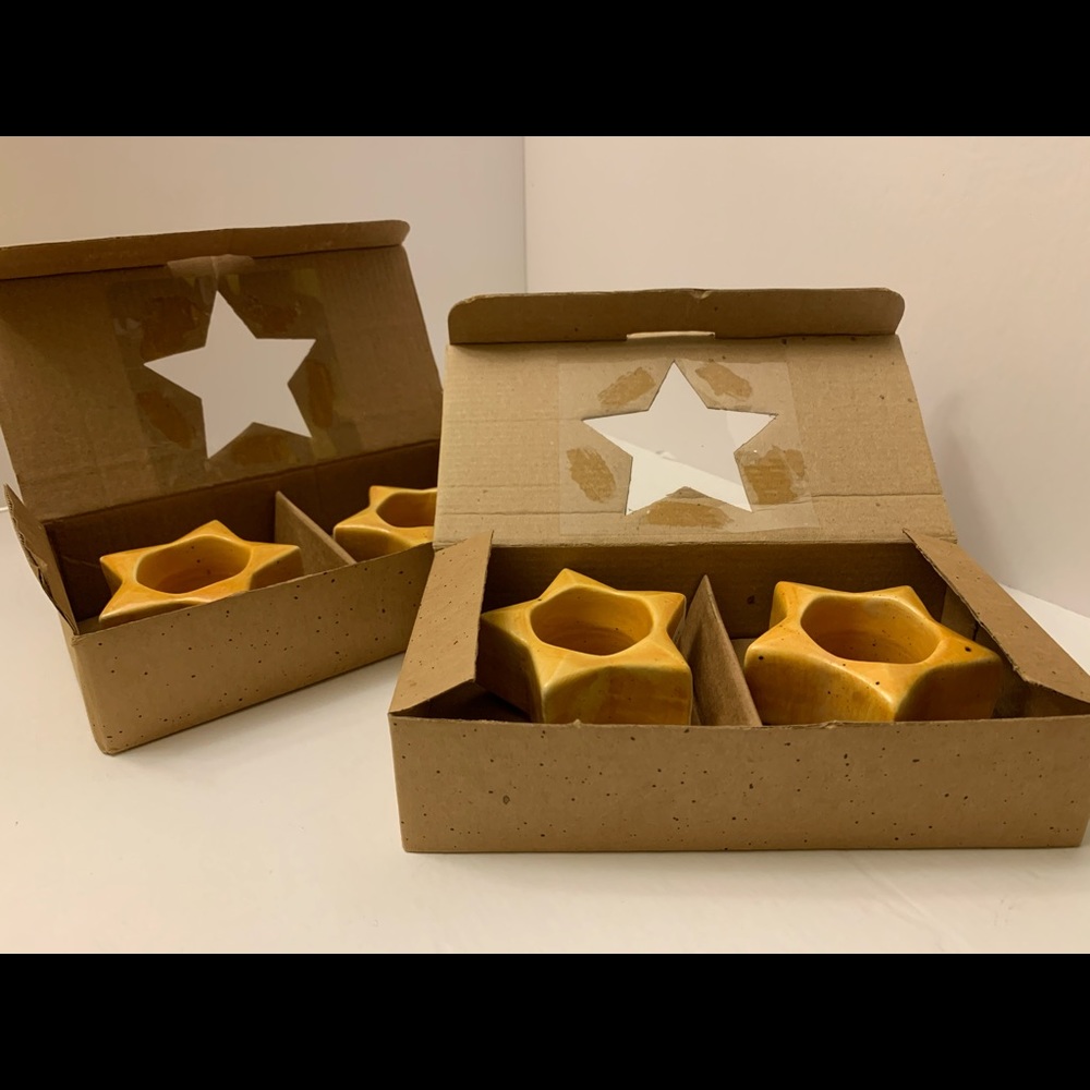 Christmas Star Ceramic Napkin Rings, Hand painted